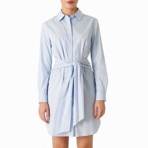 Jonathan Simkhai Striped Belted Shirt Dress Blue White Long Sleeve